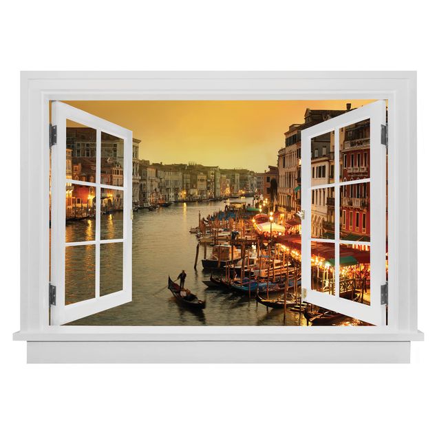 Wanddeko Flur Offenes Fenster Großer Kanal von Venedig
