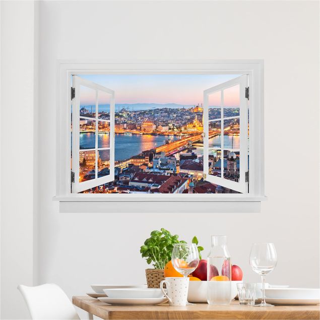 Wanddeko 3D Offenes Fenster Istanbul
