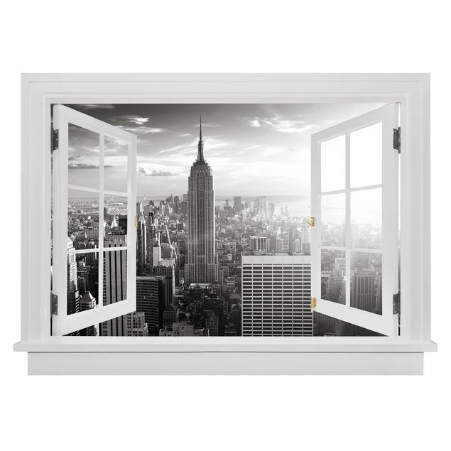 Wanddeko Flur Offenes Fenster Manhattan Skyline