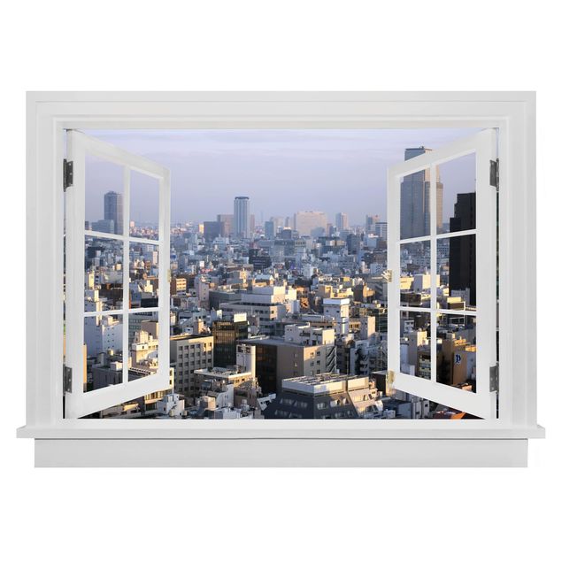 Wanddeko Flur Offenes Fenster Tokyo City