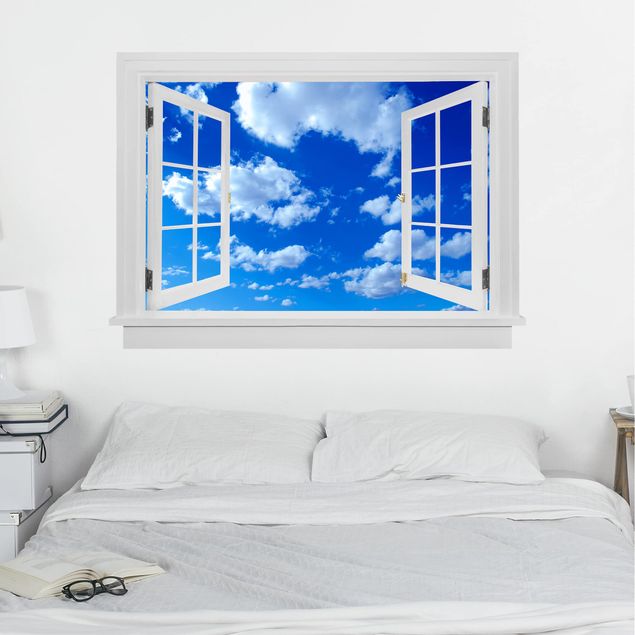 Deko 3D Offenes Fenster Wolkenhimmel