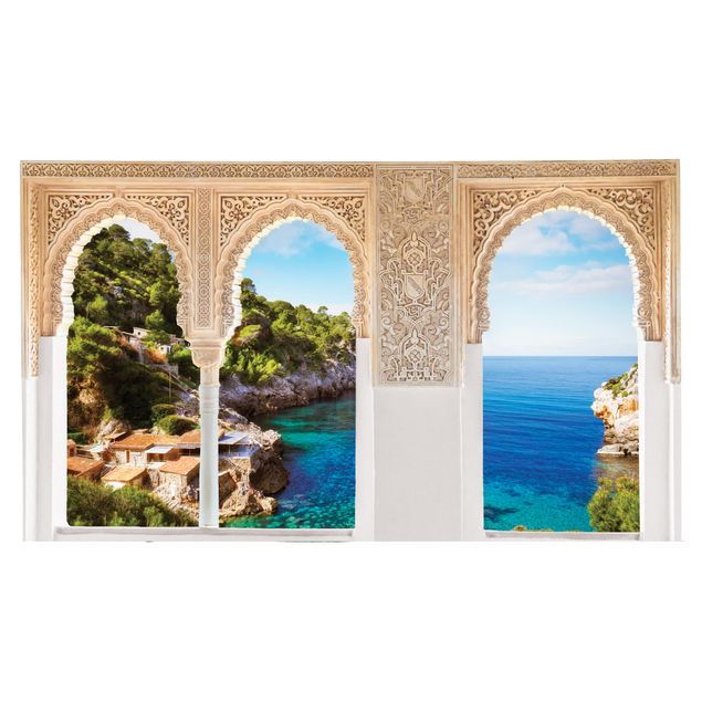 Wanddeko Flur Verzierte Fenster Cala de Deia in Mallorca