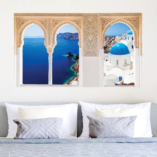 Deko 3D Verzierte Fenster View Over Santorini
