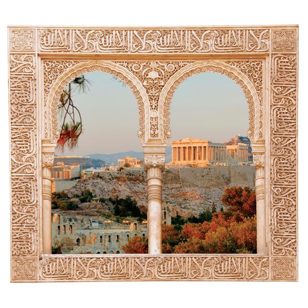 Wanddeko Flur Verziertes Fenster Akropolis