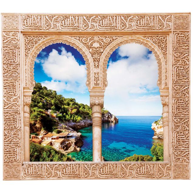 Wanddeko Flur Verziertes Fenster Cala de Deia in Mallorca