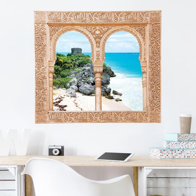Wohndeko 3D Verziertes Fenster Karibikküste Tulum Ruinen