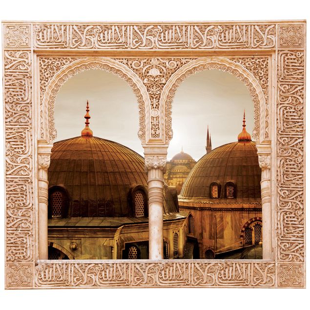 Wanddeko Flur Verziertes Fenster Über den Dächern von Istanbul