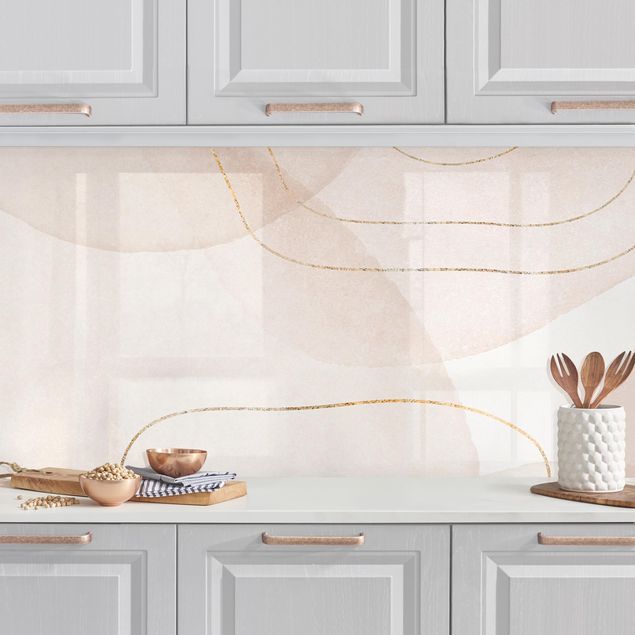 Wanddeko Küche Verspielte Impressionen mit goldenen Linien