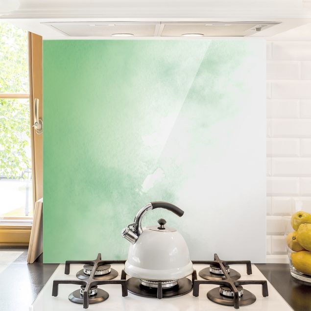 Wanddeko Küche Aquarellstruktur Grünes Dickicht