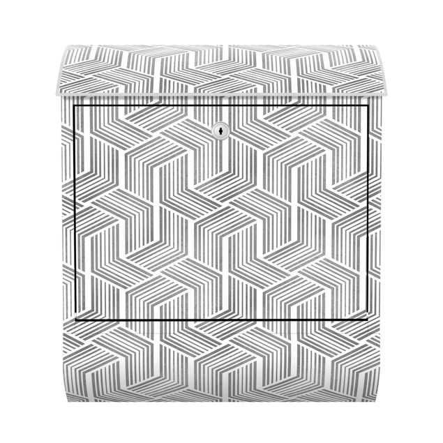 Wanddeko Geometrisch 3D Muster mit Streifen in Silber