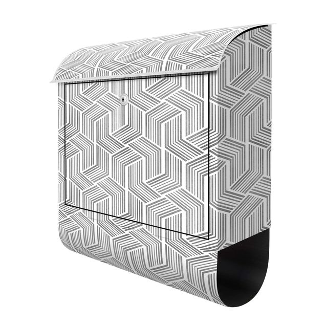 Briefkasten grau 3D Muster mit Streifen in Silber