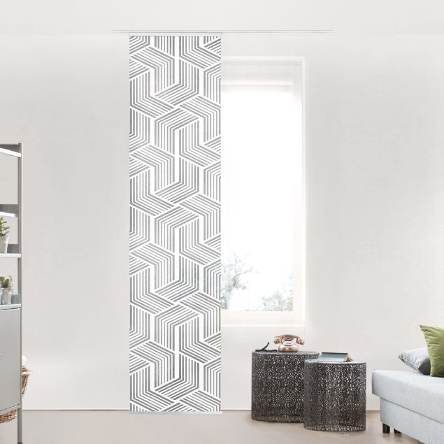 Wanddeko Wohnzimmer 3D Muster mit Streifen in Silber