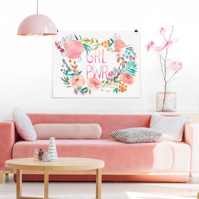 Wanddeko Büro Rosa Blüten - Girl Power