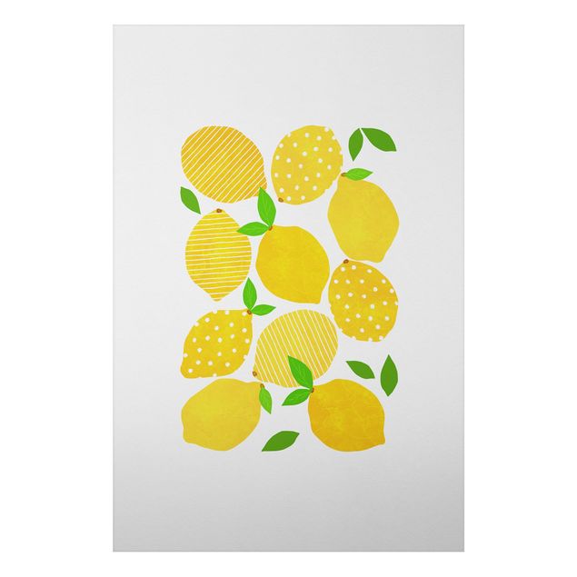 Wanddeko gelb Zitronen mit Punkten