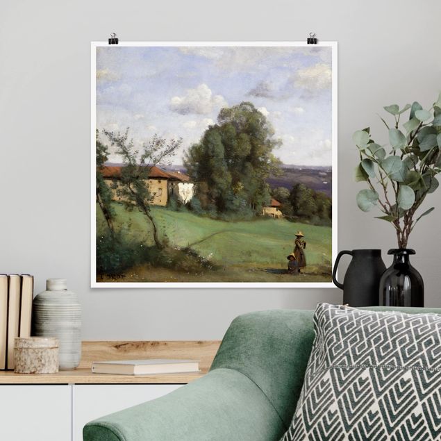 Wanddeko Wohnzimmer Jean-Baptiste Camille Corot - Ein Bauernhof