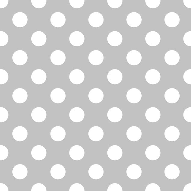 Wanddeko Jungenzimmer Punkte in Weiß auf Grau