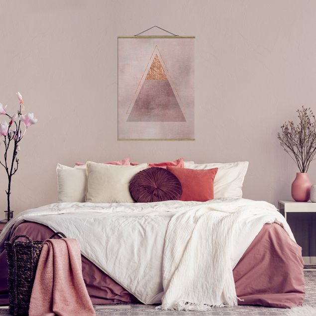 Wanddeko Schlafzimmer Geometrie in Rosa und Gold II