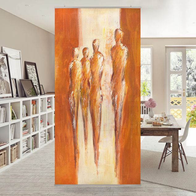 Wanddeko Flur Petra Schüßler - Vier Figuren in Orange 02