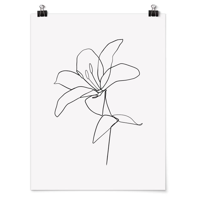 Wanddeko Esszimmer Line Art Blüte Schwarz Weiß