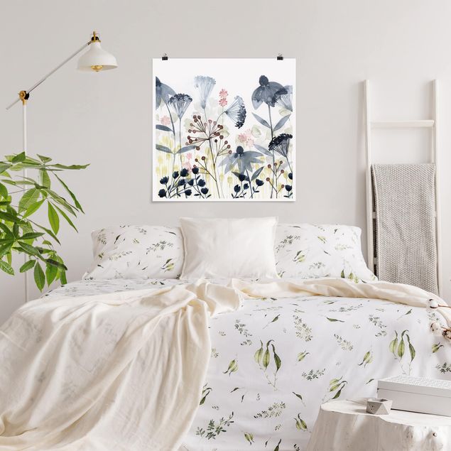 Wanddeko Schlafzimmer Wildblumen Aquarell I