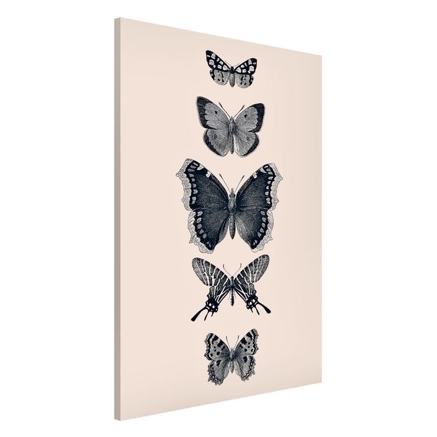 Wanddeko Flur Tusche Schmetterlinge auf Beige