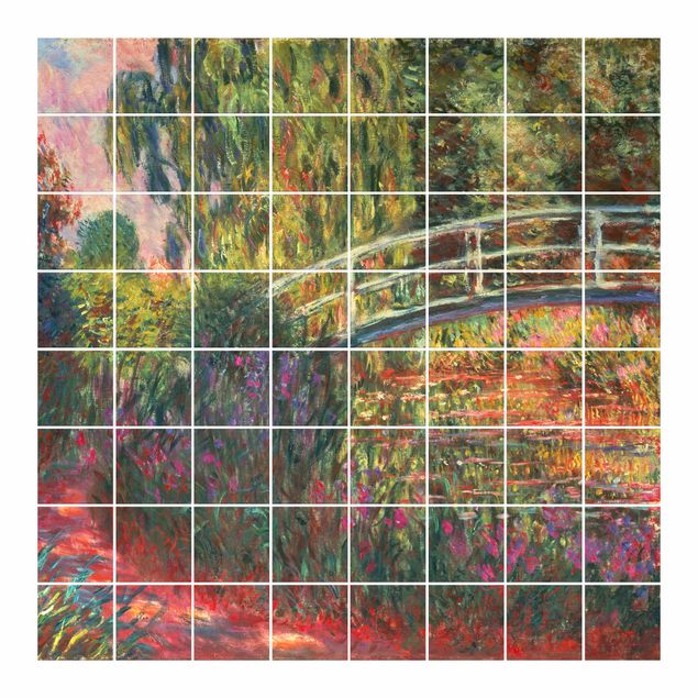 Klebefliesen grün Claude Monet - Japanische Brücke im Garten von Giverny