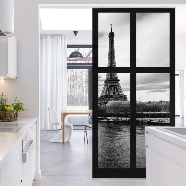Wanddeko Esszimmer Fenster Eiffelturm Seine Paris