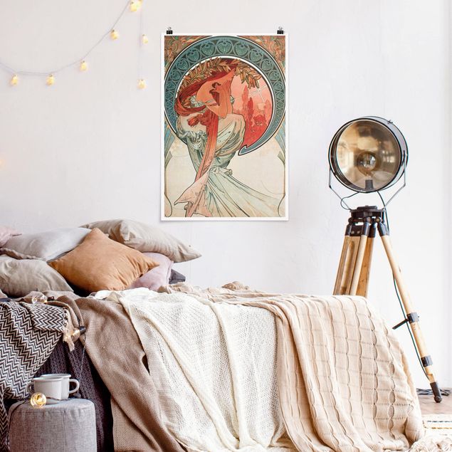 Wanddeko Schlafzimmer Alfons Mucha - Vier Künste - Die Poesie