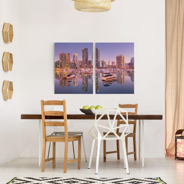 Wanddeko Schlafzimmer Dubai Skyline und Marina