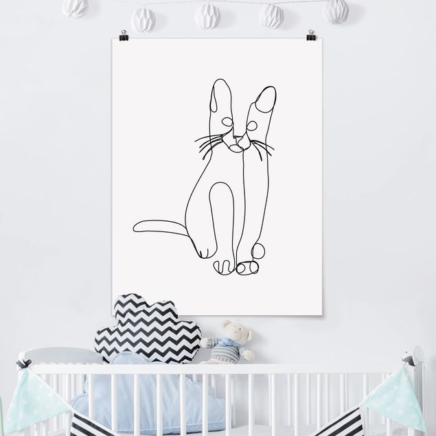 Wanddeko Schlafzimmer Katze Line Art