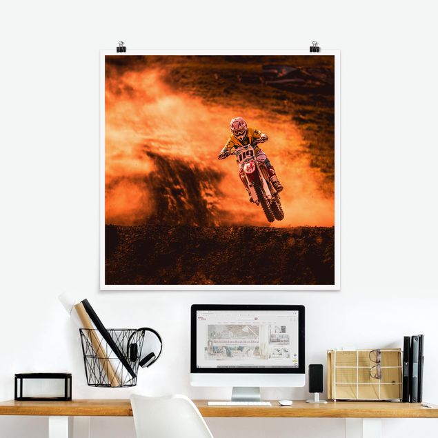 Wanddeko Büro Motocross im Staub