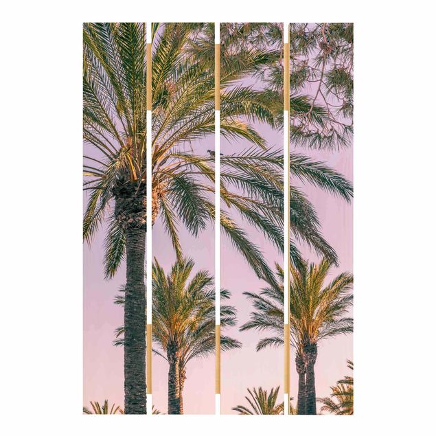 Wanddeko grün Palmen im Sonnenuntergang