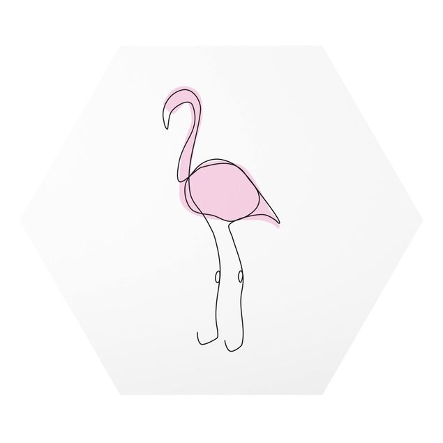 Wanddeko rosa Flamingo Line Art