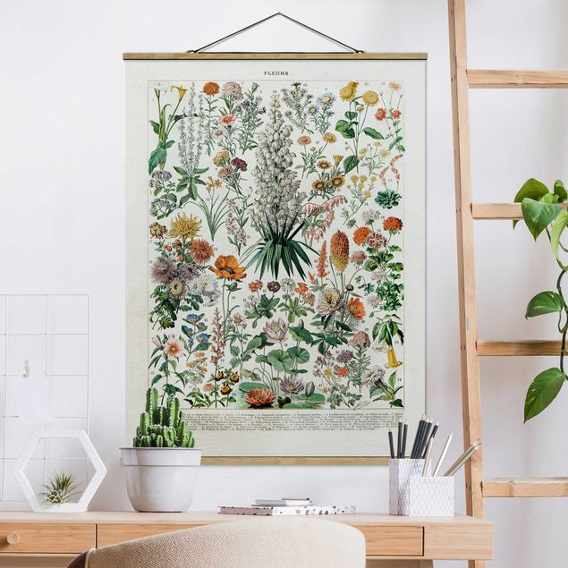 Wanddeko Küche Vintage Lehrtafel Blumen I