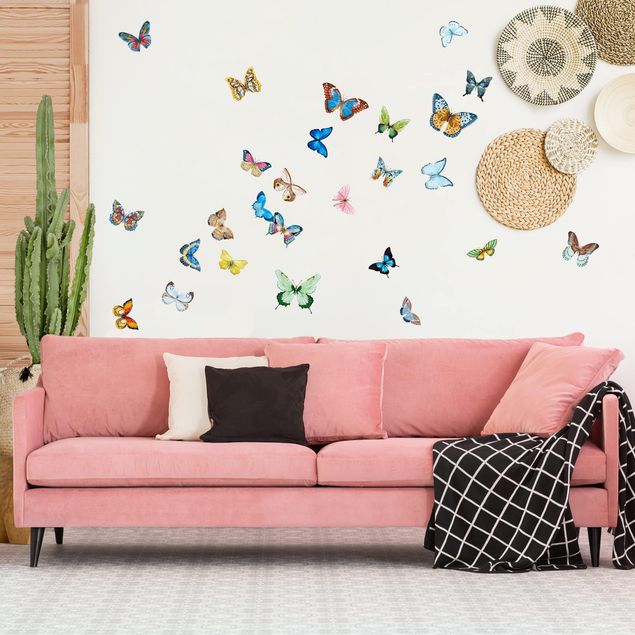 Wanddeko Babyzimmer Aquarell Schmetterlinge Set