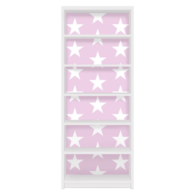 Wanddeko Mädchenzimmer Weiße Sterne auf Rosa