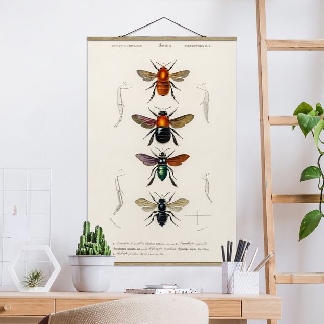 Wanddeko Wohnzimmer Vintage Lehrtafel Insekten