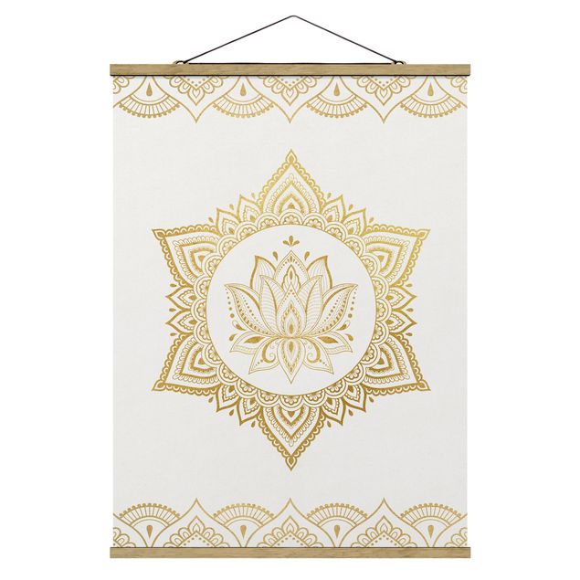 Wanddeko Flur Mandala Lotus Illustration Ornament weiß gold