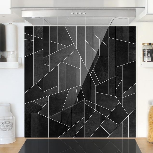 Küche Dekoration Schwarz Weiß Geometrie Aquarell