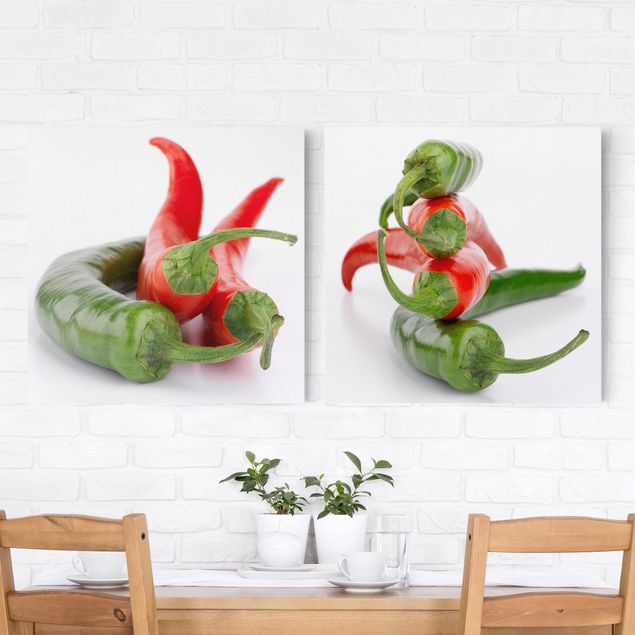 Wanddeko Botanik Rote und grüne Peperoni