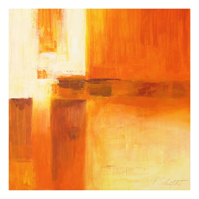 Deko Abstrakt Komposition in Orange und Braun 01
