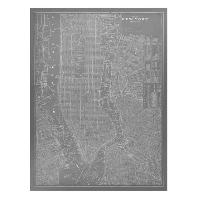 Wanddeko Flur Vintage Stadtplan New York Manhattan
