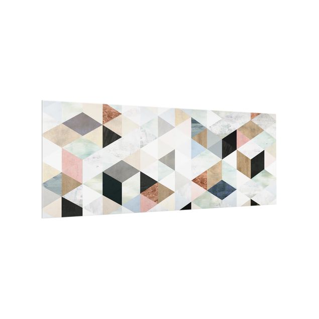 Deko Geometrisch Aquarell-Mosaik mit Dreiecken I