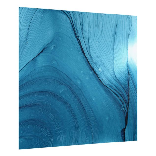 Wanddeko Abstrakt Meliertes Blau