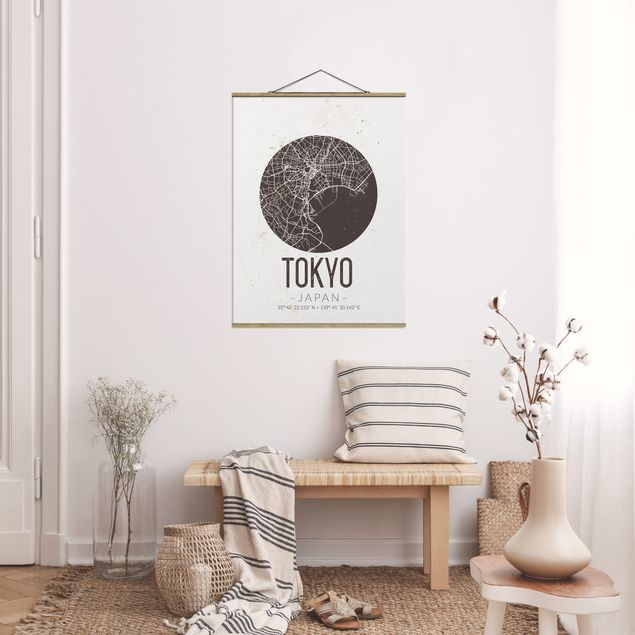 Wanddeko Wohnzimmer Stadtplan Tokyo - Retro