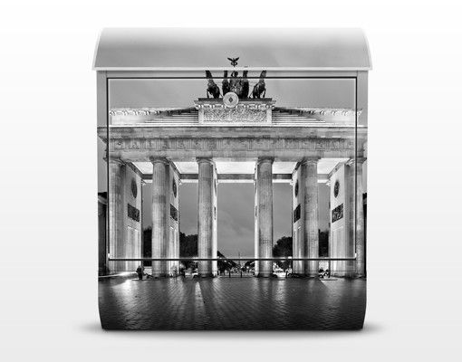 Wanddeko schwarz-weiß Erleuchtetes Brandenburger Tor II