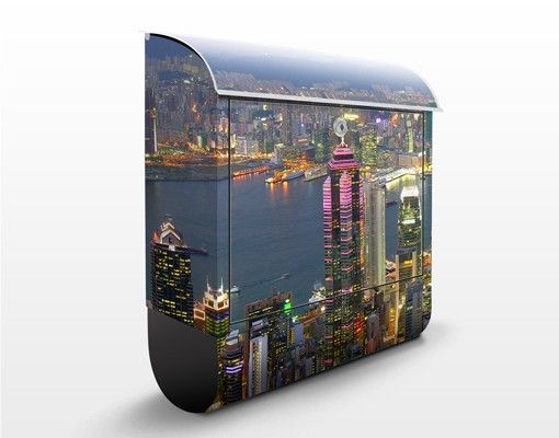 Wanddeko blau Hongkong Skyline