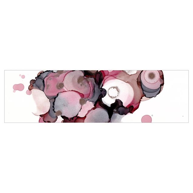 Wanddeko Aquarell Pink-Beige Tropfen mit Roségold