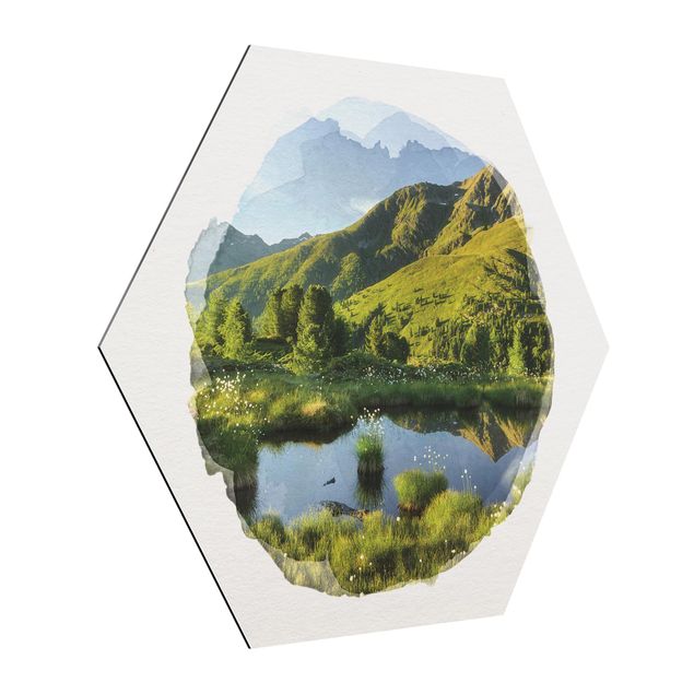 Wandbilder Hirsche Wasserfarben - Blick vom Hirschbichl ins Defereggental