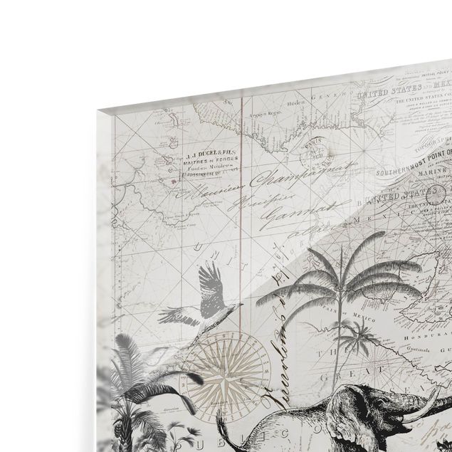 Deko Shabby Vintage Collage - Exotische Landkarte